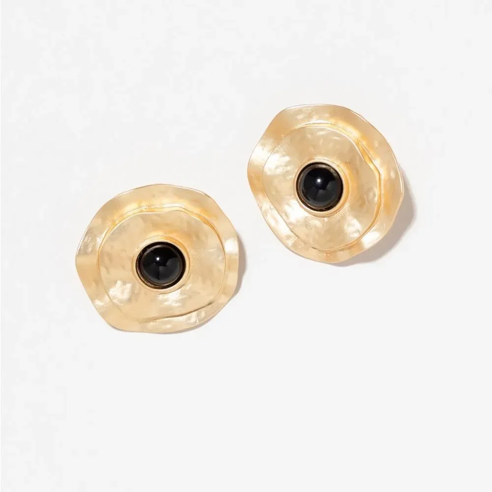 Gold and Black Statement Earrings N1534